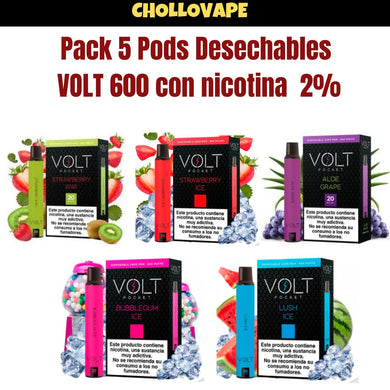 Pack 5 Pods Desechables Volt Pocket 600 Caladas con nicotina 2%