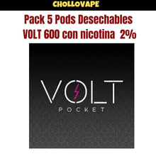 Cargar imagen en el visor de la galería, Pack 5 Pods Desechables Volt Pocket 600 Caladas con nicotina 2%