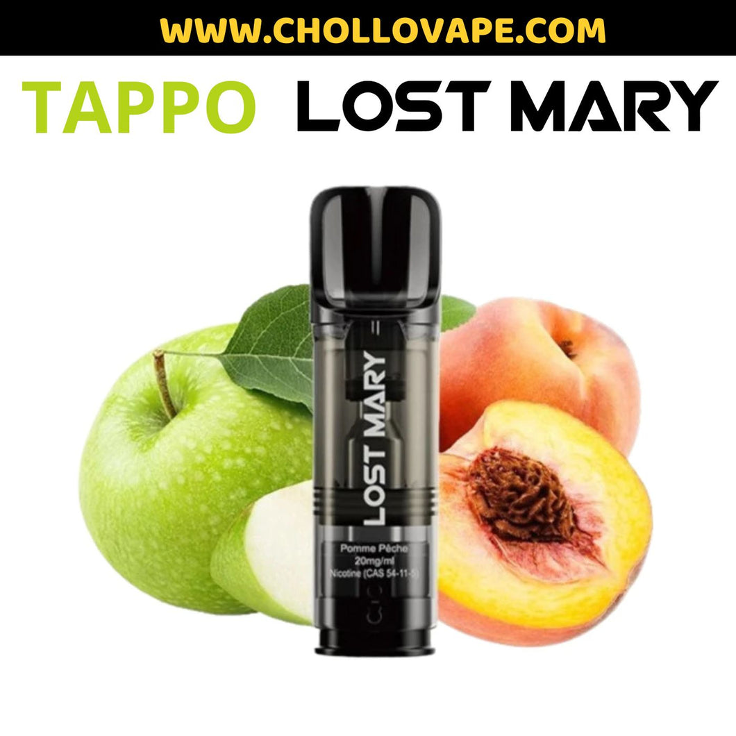 Lost Mary Tappo Air - Cartuchos Precargado de Recambio 2ml Con Nicotina 2% Manzana Melocotón