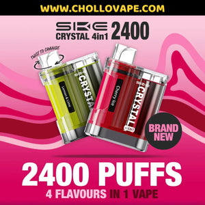 Pod Desechable SKE Crystal 4 sabores en 1 con 2400 Puffs Rose Edition 2% Nicotina