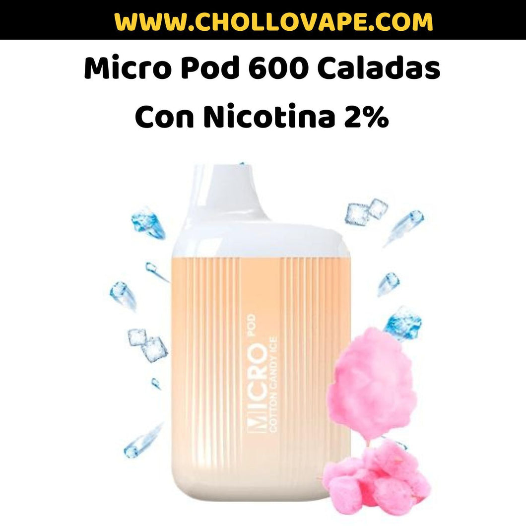 Micro pod Desechable 600 Puff (Con nicotina 2%)