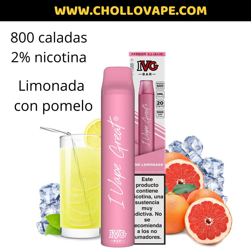 Vape Desechable IVG 800 Caladas Pink Lemonade 2%